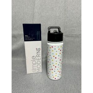 Simple Modern Summit Water Bottle Kids 18oz White Polka Dot Insulated Straw Lid